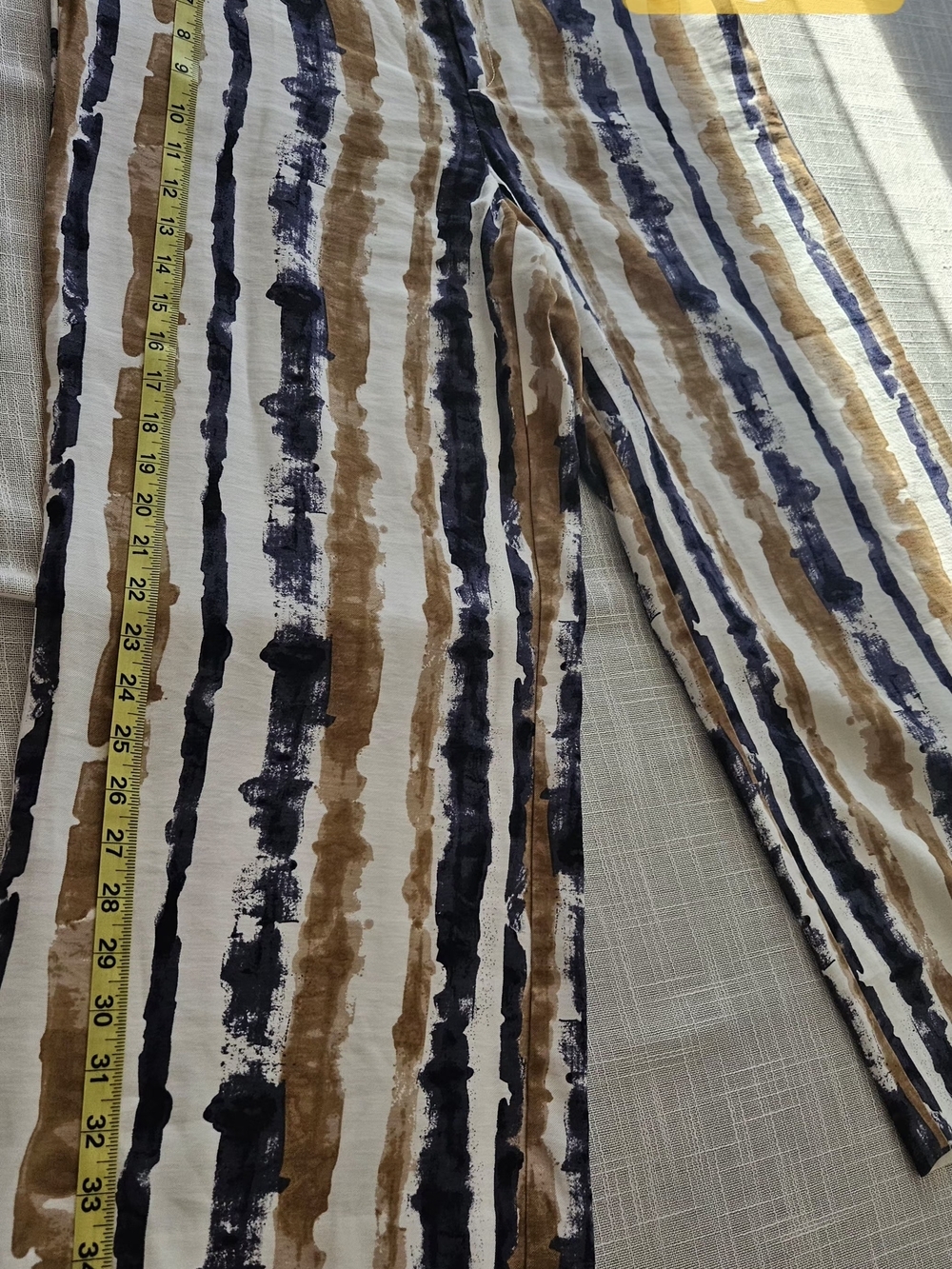 ​Ann Taylor Factory Wide Leg Linen-Blend Style Striped Pants Size 10 Art Deco - Picture 11 of 15